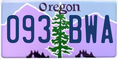 OR license plate 093BWA