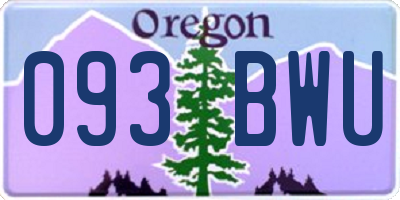 OR license plate 093BWU