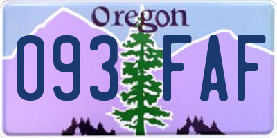 OR license plate 093FAF