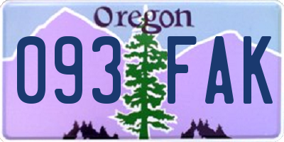 OR license plate 093FAK