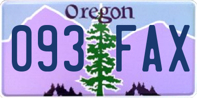 OR license plate 093FAX