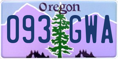 OR license plate 093GWA