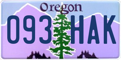 OR license plate 093HAK