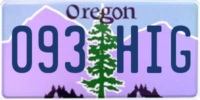 OR license plate 093HIG