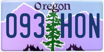 OR license plate 093HON