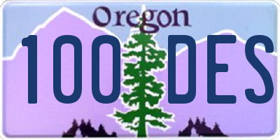 OR license plate 100DES