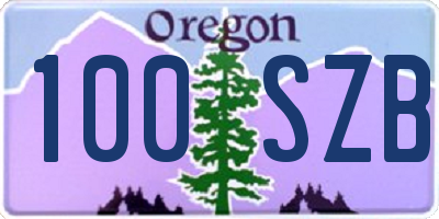 OR license plate 100SZB