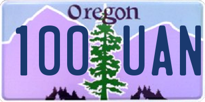 OR license plate 100UAN