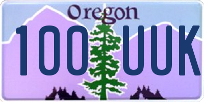 OR license plate 100UUK