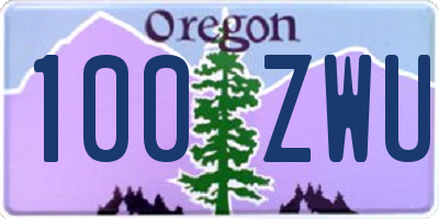 OR license plate 100ZWU