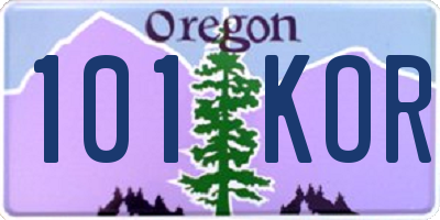 OR license plate 101KOR