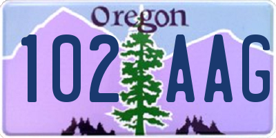 OR license plate 102AAG