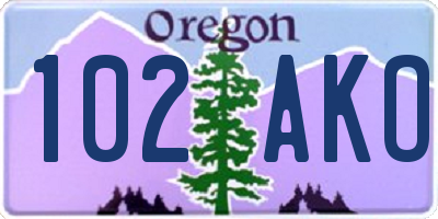 OR license plate 102AKO