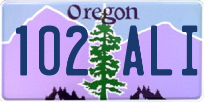 OR license plate 102ALI