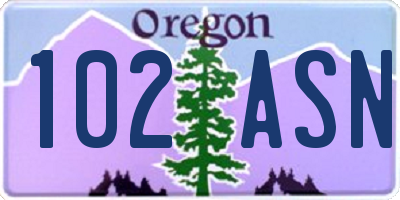 OR license plate 102ASN