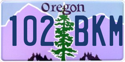 OR license plate 102BKM