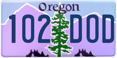 OR license plate 102DOD