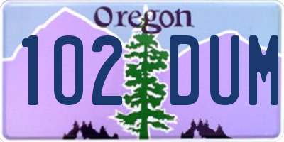 OR license plate 102DUM