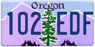 OR license plate 102EDF