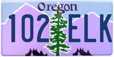 OR license plate 102ELK