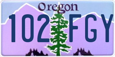 OR license plate 102FGY