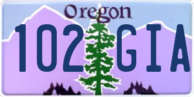 OR license plate 102GIA