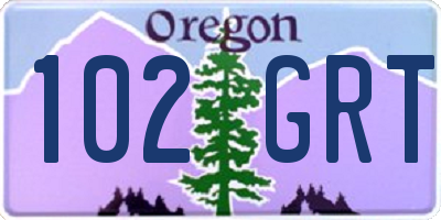 OR license plate 102GRT