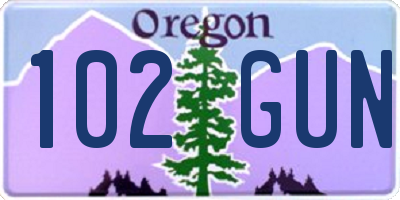 OR license plate 102GUN