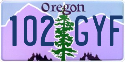 OR license plate 102GYF