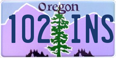 OR license plate 102INS