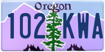 OR license plate 102KWA