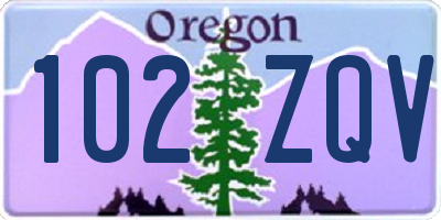 OR license plate 102ZQV