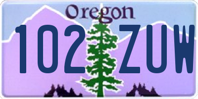 OR license plate 102ZUW