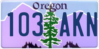 OR license plate 103AKN