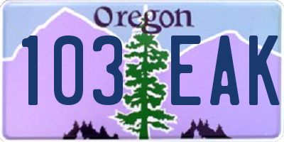 OR license plate 103EAK