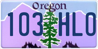 OR license plate 103HLO