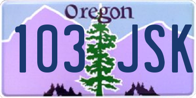 OR license plate 103JSK