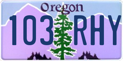 OR license plate 103RHY