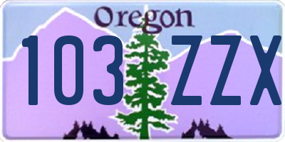 OR license plate 103ZZX