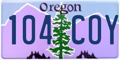 OR license plate 104COY