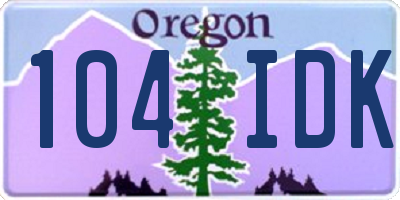OR license plate 104IDK