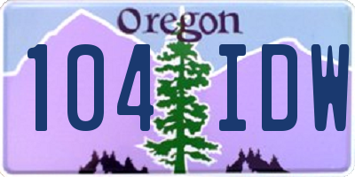 OR license plate 104IDW