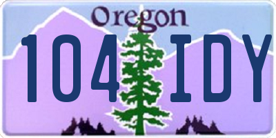 OR license plate 104IDY
