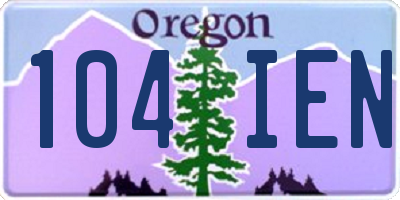 OR license plate 104IEN