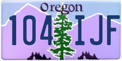 OR license plate 104IJF