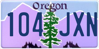 OR license plate 104JXN