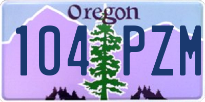 OR license plate 104PZM