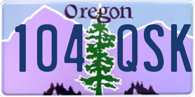 OR license plate 104QSK