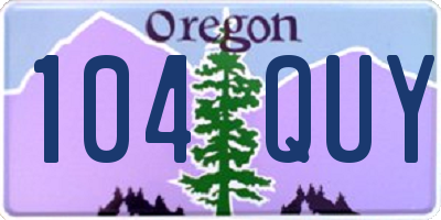 OR license plate 104QUY