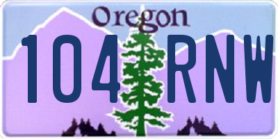 OR license plate 104RNW